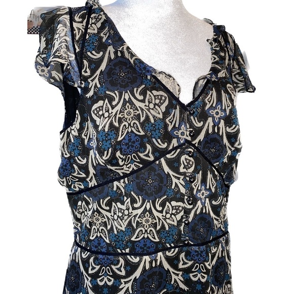 Ann Taylor Loft Midi Dress Womens Floral Flutter Sleeves Size 14 Ann Taylor Loft Midi Dress Womens Floral Flutter Sleeves Size 14